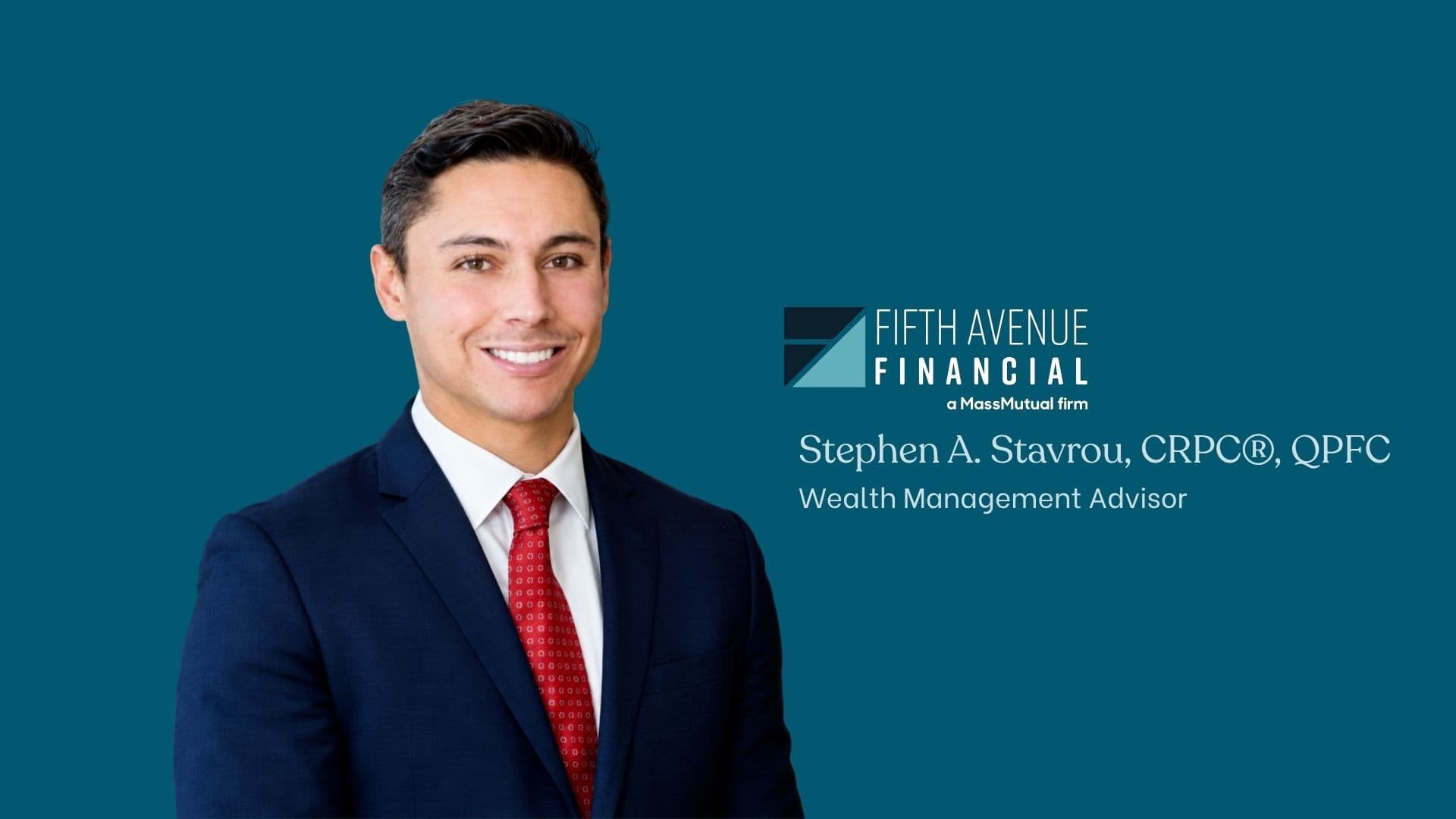 Stephen Stavrou and Fifth Avenue Financial logo on a teal case study cover