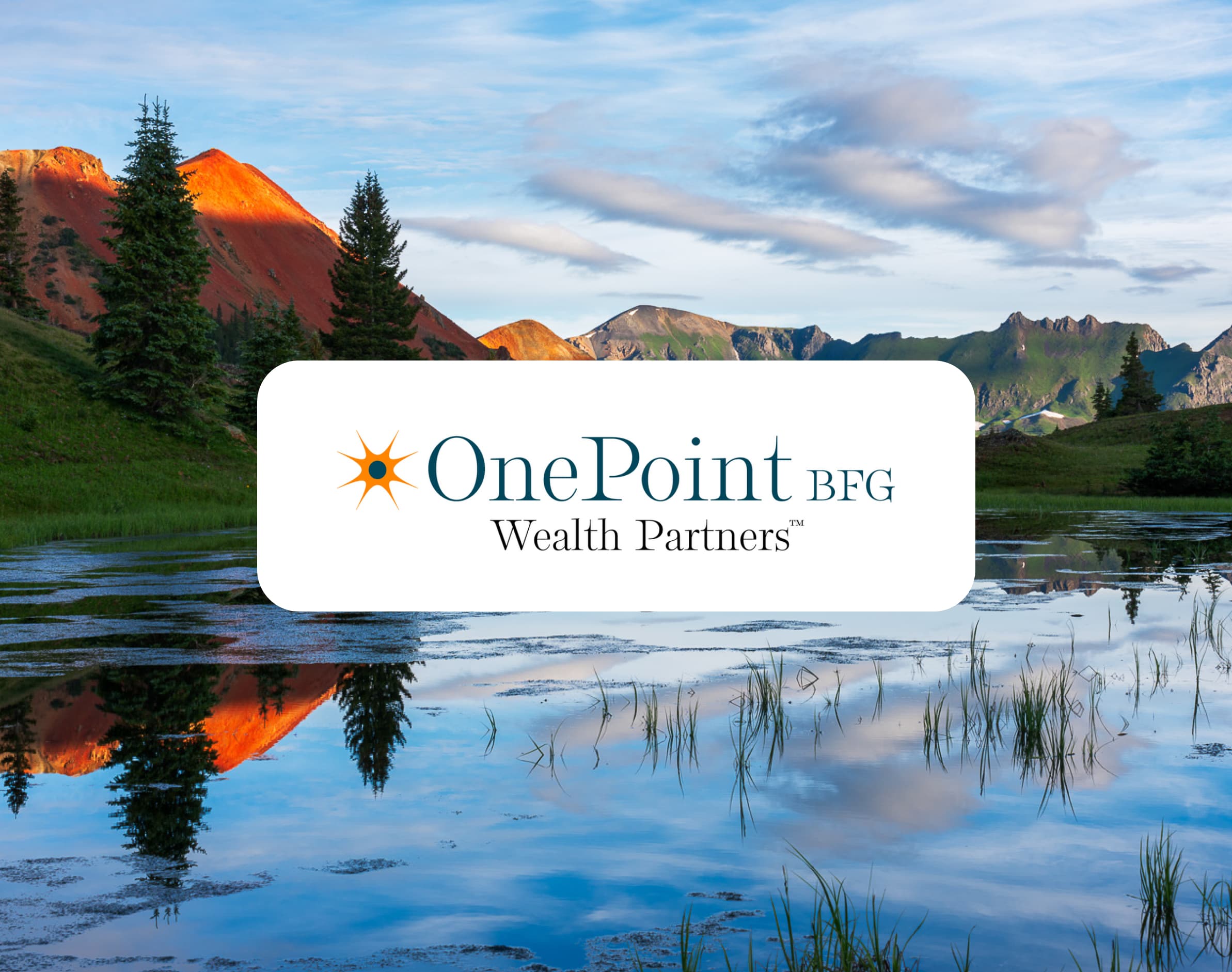 OnePoint BFG Wealth Partners logo over a mountain landscape