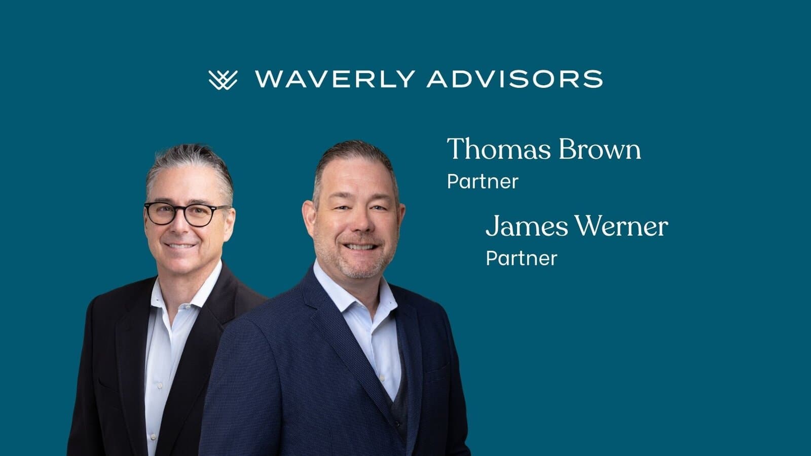 Waverly Advisors case study cover featuring Thomas Brown and James Werner, Partners